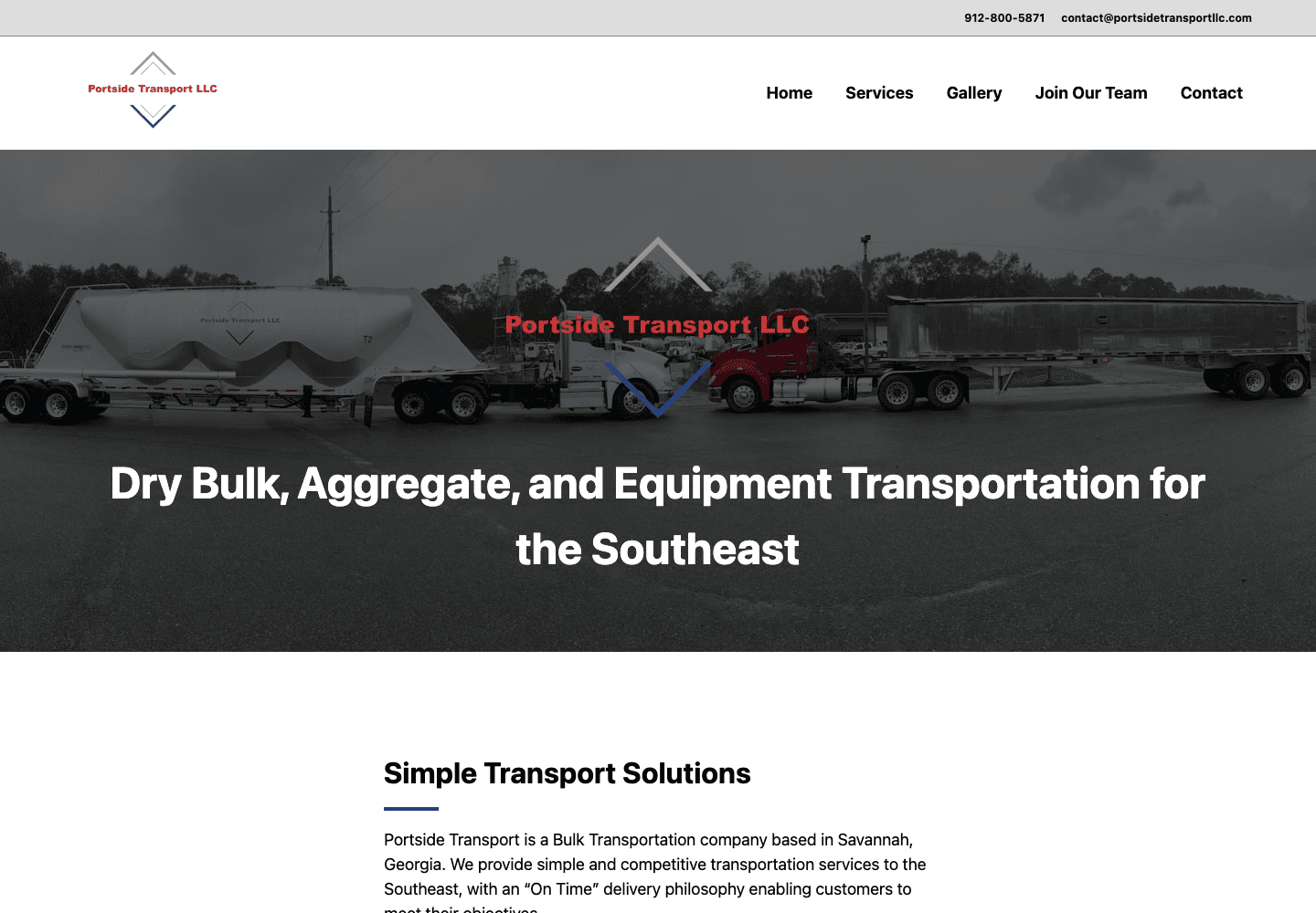 Portside Transport, LLC website screenshot